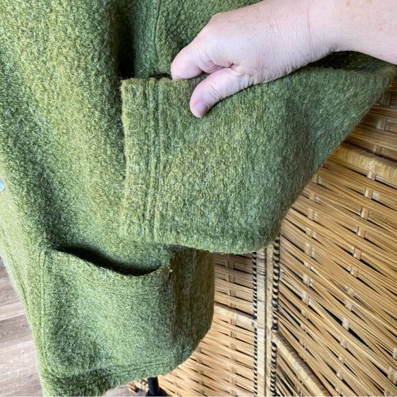 Chico's pea green olive jacket Coat mohair blend made in the USA size 1 Medium - Picture 5 of 8